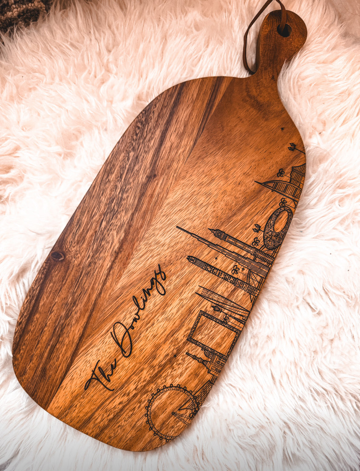 Dubai Skyline Acacia Charcuterie Board