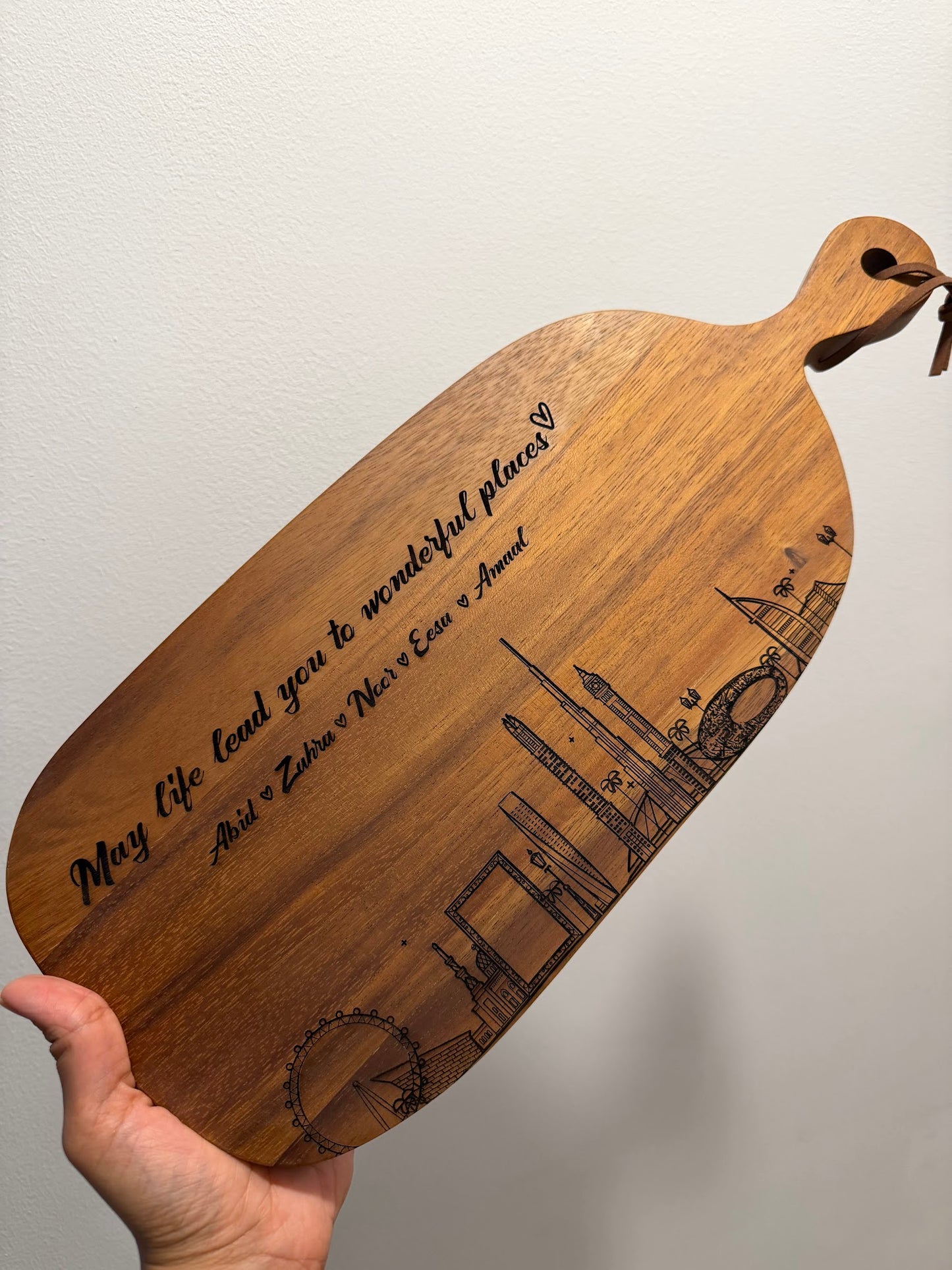 Dubai Skyline Acacia Charcuterie Board